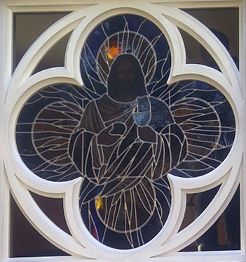 rose church window - Jesus - exterior